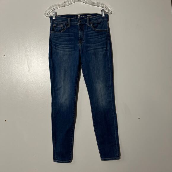 7 For All Mankind Ankle Gwenevere Skinny 5 Pocket Washed Blue Jeans Women’s 27 - Picture 1 of 7